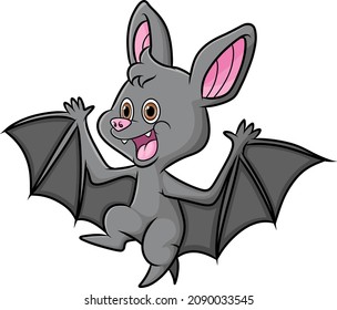 The cool bat is flying in the evening of illustration