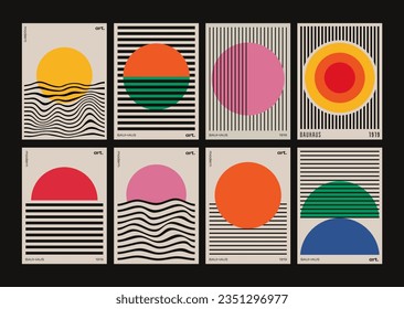 El Arte De Mitad De Siglo De Bauhaus. Diseño Del Vector De Posters Geométricos Resumen De Moda. Ilustración De Estilo Boho Retro Moderno Vintage.