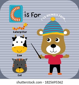 cool bear and animals farm funny animal cartoon,vector illustration