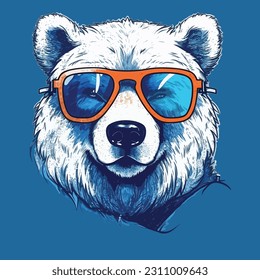 cool bear cartoon icon illustration vector icon for t-shirt