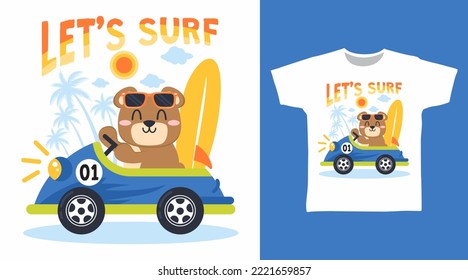 Cool bear cartoon tshirt arts design