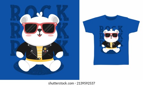 Cool bear cartoon tshirt concept design