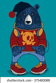 cool bear character vector design for tee