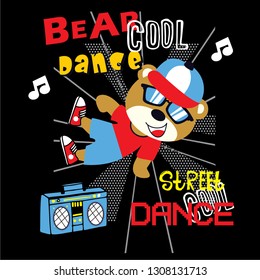 cool bear dance animal cartoon vector