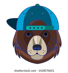 Cool bear with fashion accesories hat cartoon vector illustration graphic design