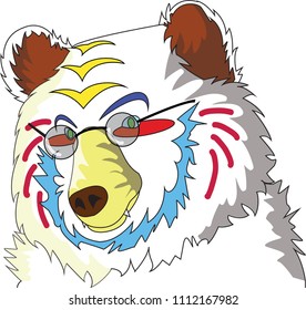 cool bear with glasses cartoon