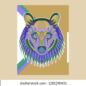 Cool bear illustration for t-shirt and other uses. - Vector
