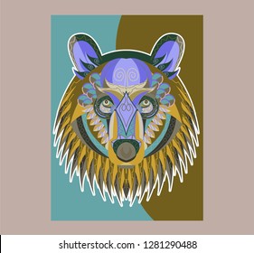 Cool bear illustration for t-shirt and other uses. - Vector