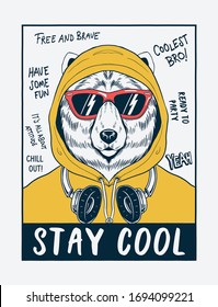 Cool bear illustration for t-shirt and other uses.