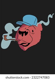 Cool bear illustration for t-shirt and other uses.