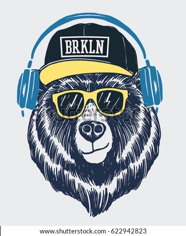 Download Cool Bear Illustration Tshirt Other Uses Stock Vector ...