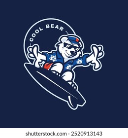 Cool Bear logo template modern surfing badge