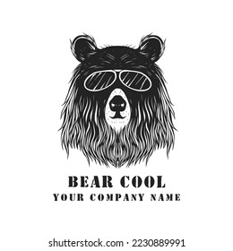 cool bear logo vintage hand drawn