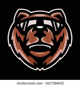 Cool bear mascot illustration vector 