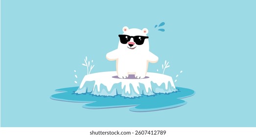cool bear on melting ice floe
