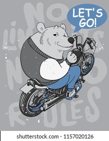 Cool bear riding a motorcycle vector design for t shirt printing