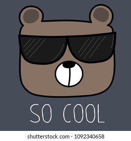 Cool Bear With Sunglasses Vector Illustration.	