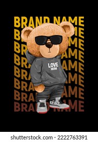 cool bear toy with steet wear style illustration