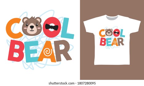 Cool bear typography art for print on tee.