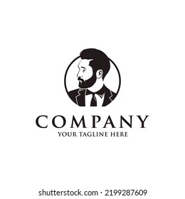 Cool beard man logo vector