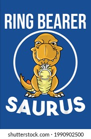 Cool Bearer Ring Saurus Funny Wedding Cotillion Dino Vector Illustration Graphic Design for Document and Print