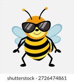 Cool Bee Sunglasses Cartoon Icon