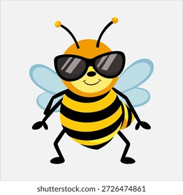 Cool Bee Sunglasses Cartoon Icon