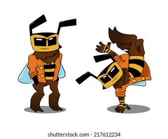 Cool bee wearing sunglasses in two variants