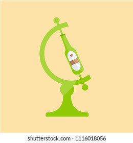 cool beer icon symbol creative vector. one green concept glass bottle simple on globe art flat design isolated cartoon around the world. for world cup soccer, kicker & football. men control on earth.