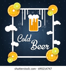 The Cool Beer. Vector illustration in flat style.