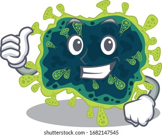 Cool beta coronavirus cartoon design style making Thumbs up gesture
