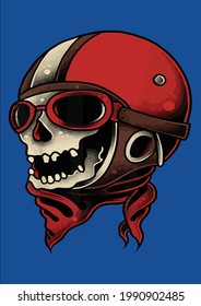 Cool Biker Skeleton Graphic Skull Head Design Vektorgrafik Grafikdesign für Dokument und Print