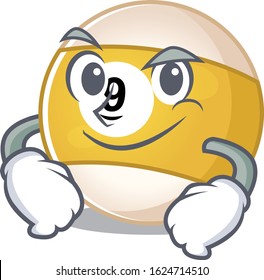 Cool billiard ball mascot character with Smirking face