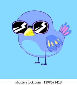 cool bird in glasses vector illustration.