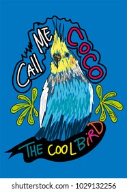 the cool bird,t-shirt print poster vector illustration