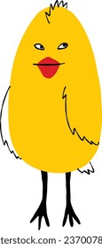 Cool bizarre yellow chicken character. Quirky comic bird character illustration