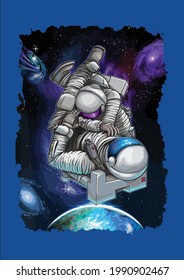 Cool Bjj Jiu Jitsu Galaxy Astronaut Cage Fighter Mma s Vector Illustration Graphic Design for Document and Print