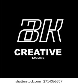 Vector negro fresco del logotipo de la letra de BK, diseño del icono de la compañía o creador del contenido.