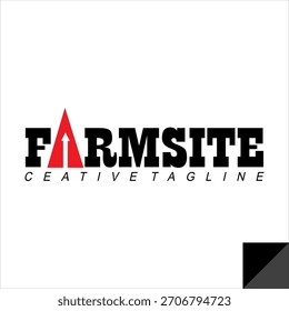 Vector de texto FARMSITE negro fresco, diseño de logotipo de producto agrícola.