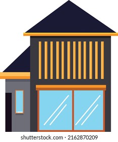 Vista frontal de la ilustración de diseño vectorial de la casa negra fría