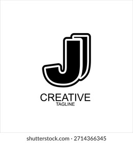 Vector de logo de letra J negro fresco.