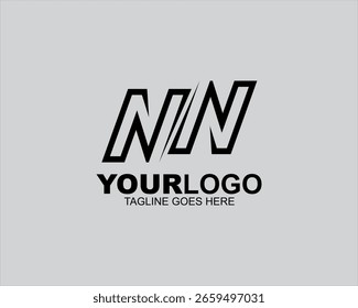 Texto de Vector NN negro fresco, diseño de logotipo de tecnología.