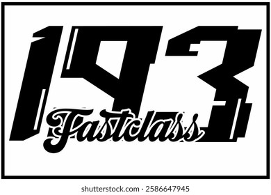 Cool Black number 193 vector, 3d FAST CLASS text, racing sticker design icon, white background.