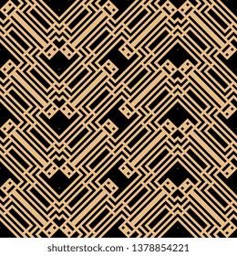 cool black orange Art Deco Abstract geometric seamless vector pattern. Black and white line stripes background