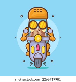 cool black pepper bottle character mascot riding scooter motorcycle isolated cartoon in flat style design 