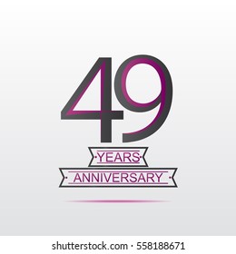 cool black and purple 49 years anniversary with banner vector design for shop, business, and various event