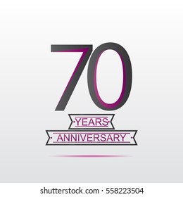 cool black and purple 70 years anniversary with banner vector design for shop, business, and various event