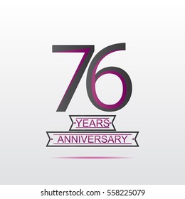 cool black and purple 76 years anniversary with banner vector design for shop, business, and various event