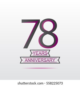 cool black and purple 78 years anniversary with banner vector design for shop, business, and various event