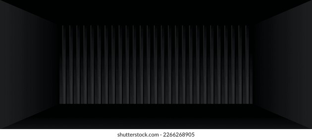 cool black room with corrugated wall scene background 3d illustration vector